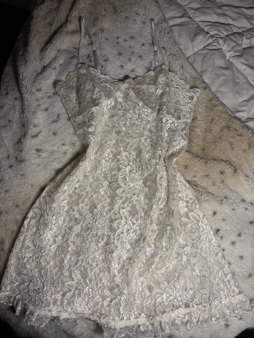 Vintage La Vie En Rose Ivory Lace Chemise Slip